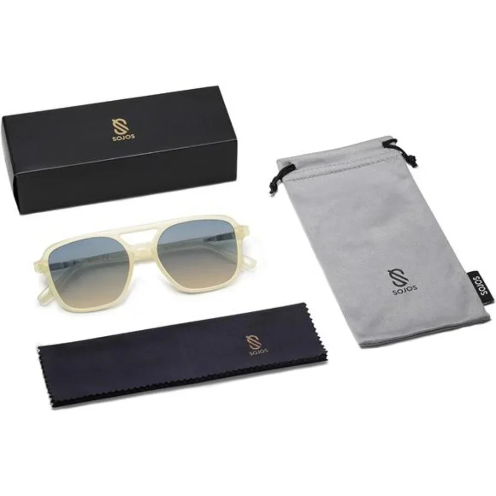 Retro Aviator Sunglasses for Women Men Yellow/Blue